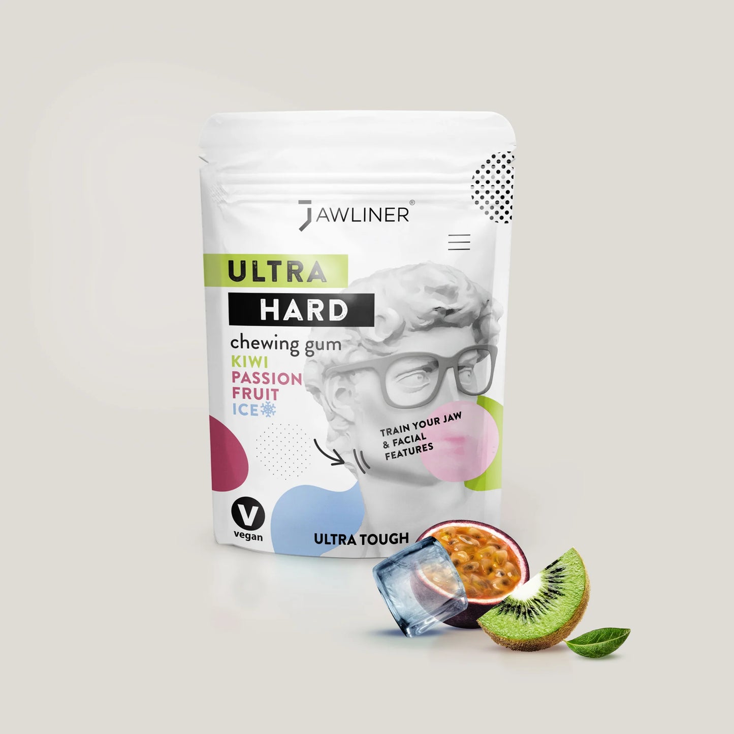 JAWLINER® Fitness Kauwgom Kiwi & Passion fruit ICE