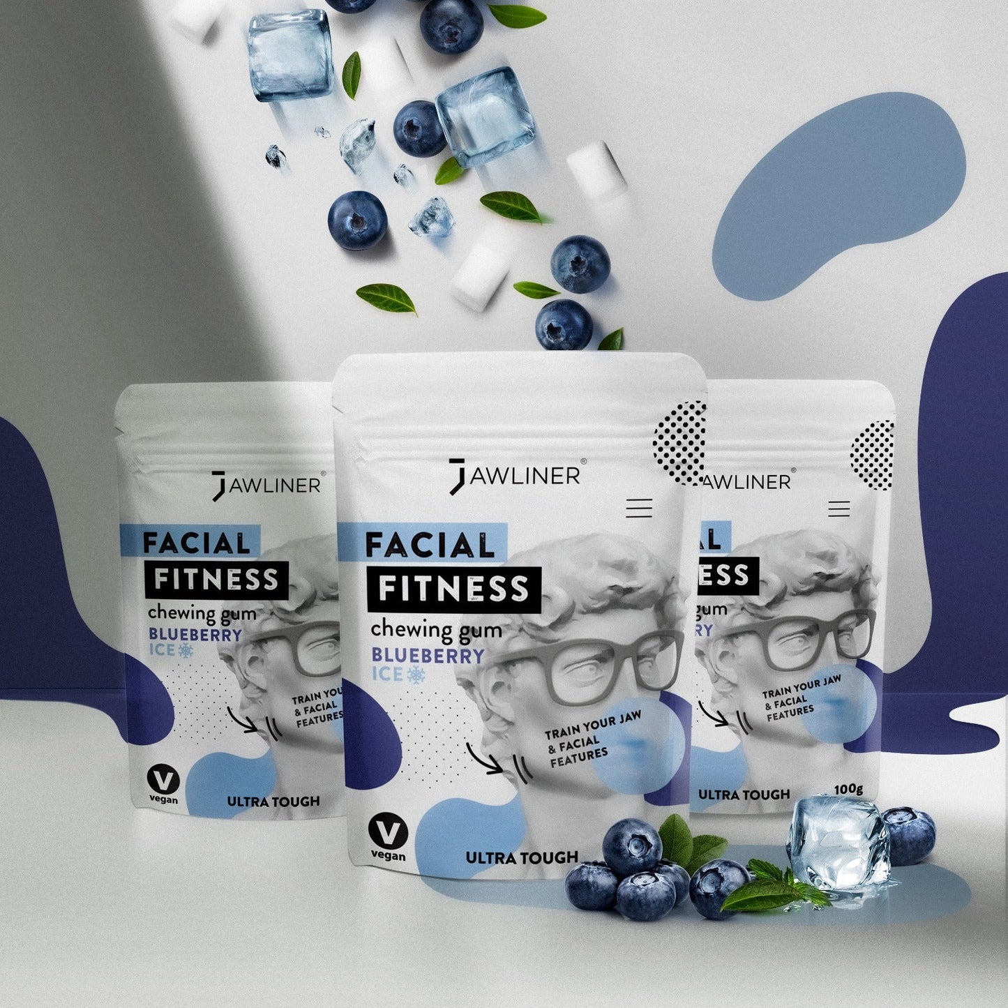 JAWLINER® Fitness Kauwgom Blueberry ICE